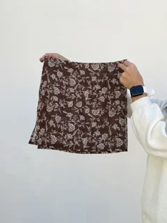 مینی اسکارف قهوه ی گلدار